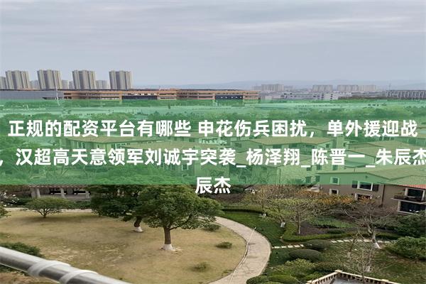 正规的配资平台有哪些 申花伤兵困扰，单外援迎战，汉超高天意领军刘诚宇突袭_杨泽翔_陈晋一_朱辰杰
